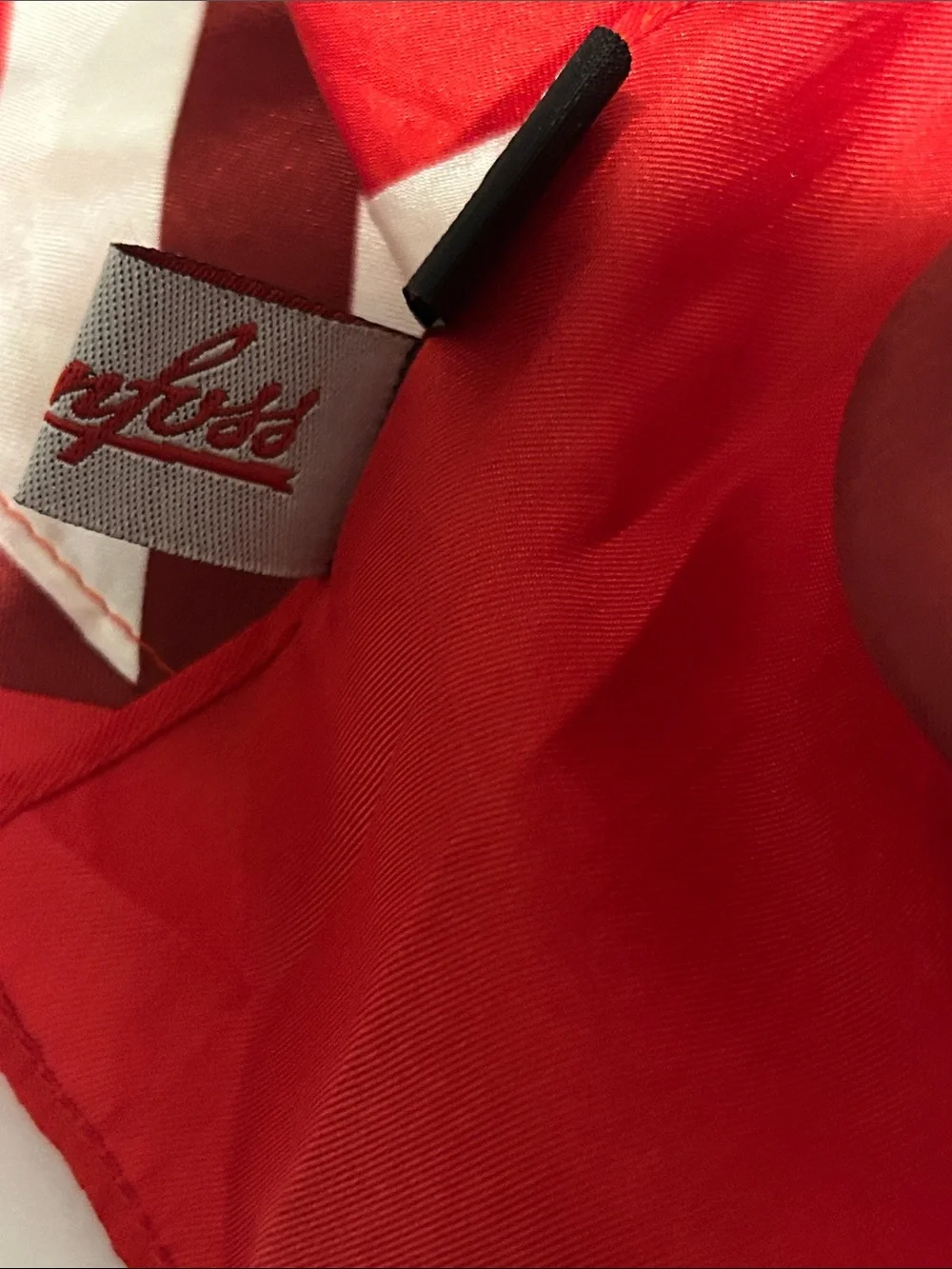 Vintage Danfoss Striped Red and White Scarf
